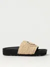 Stella Mccartney Raffia Woven Strap Flat Sole Slippers In Natural