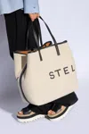 Stella Mccartney Logo Canvas Shopper Tote Bag In Cream