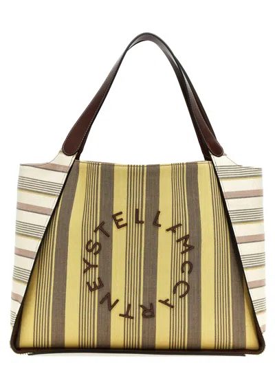 Stella Mccartney Shopping Stripes Tote Bag In Yellow