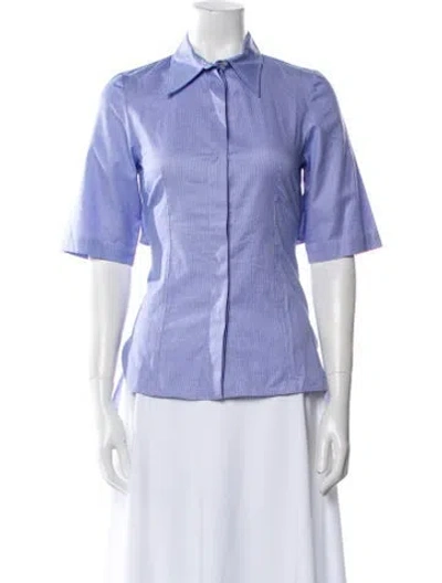 Pre-owned Stella Mccartney Short Sleeve Button-up Top In Blue