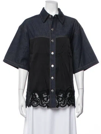 Pre-owned Stella Mccartney Short Sleeve Button-up Top W/ Tags In Blue