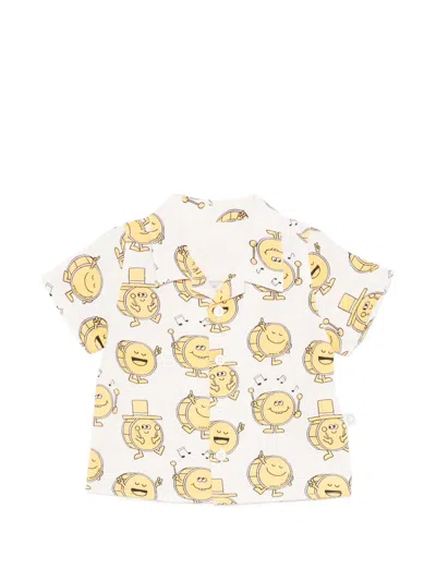 Stella Mccartney Babies' Short-sleeve Drum-motif Shirt In Neutral