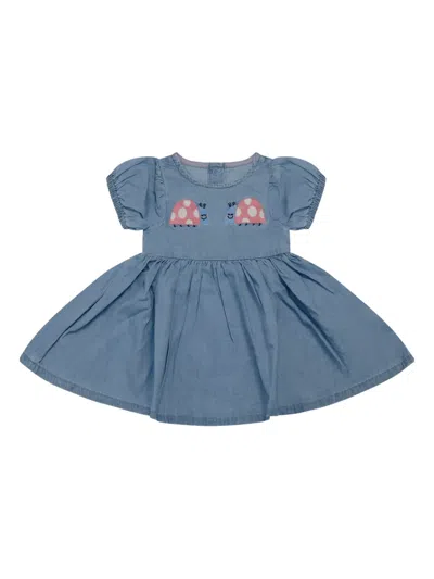 Stella Mccartney Babies' Short-sleeve Embroidered Dress In Blue