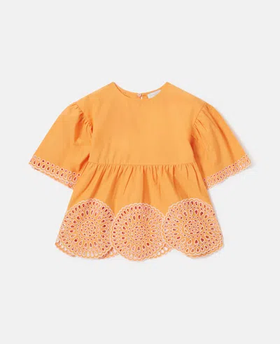 Stella Mccartney Short-sleeve Popeline Top In Orange