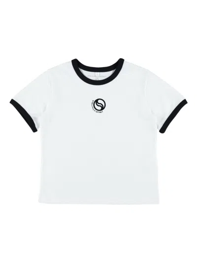 Stella Mccartney Kids' Short Sleeve T-shirt With Logo In Gray