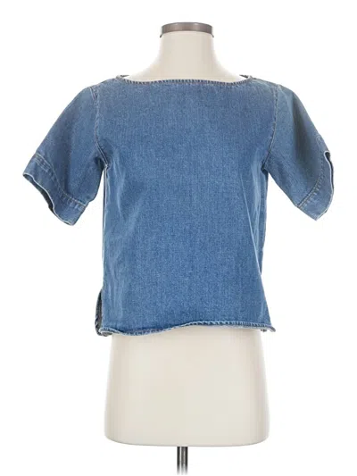 Pre-owned Stella Mccartney Short Sleeve Top Blue Square Neckline Tops