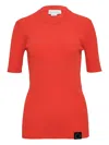 Stella Mccartney Short-sleeved Ribbed Top In Orange