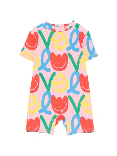 Stella Mccartney Babies' Short-sleeves Swimsuit In Pink