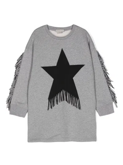 STELLA MCCARTNEY SHORT SWEATSHIRT DRESS WITH FRINGES STELLA MCCARTNEY