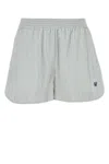 Stella Mccartney Embroidered Stripes Silk Shorts In Gray