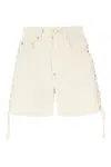 Stella Mccartney Side Lace-up Detailed Twill Shorts In Beige