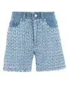 Stella Mccartney Denim Shorts With Frayed Texture And Pockets In Blue