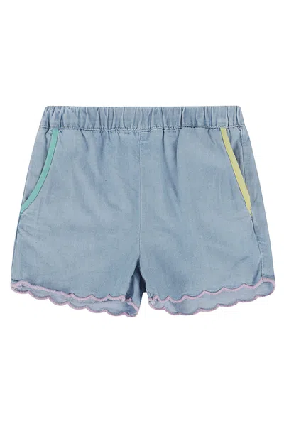 Stella Mccartney Babies'  Blue Mid-rise Straight-leg Cotton Shorts 9-36 Months