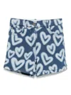 Stella Mccartney Heart Print Denim Shorts Kids In Blue