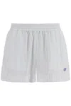 Stella Mccartney Embroidered Stripes Silk Shorts In White/steel