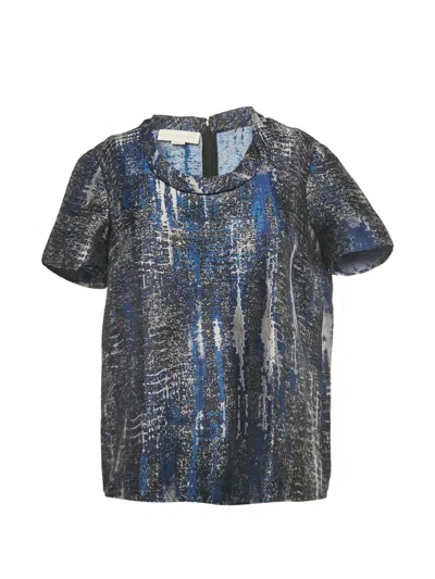 Pre-owned Stella Mccartney Short-sleeve Jacquard Blouse In Blue