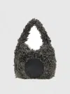 Stella Mccartney Small Faux Fur Texture Shoulder Bag In Grey