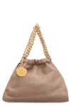 Stella Mccartney Mini Falabella Metallic Faux Leather Drawstring Crossbody Bag In Brown