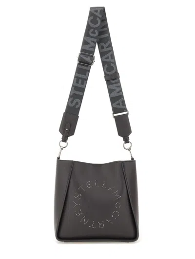 Stella Mccartney Shoulder Bag With Prominent Logo Detail In Gray