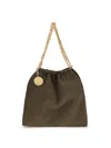 Stella Mccartney Brown Polyester Shoulder Bag In Green