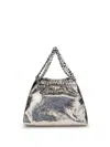 Stella Mccartney Metallic Crackle-effect Falabella Shoulder Bag In Silver