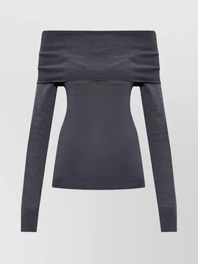 Stella Mccartney Shoulder Knitwear Stretch Ribbed Sleeves In Blue