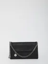 Stella Mccartney Femina Vegan Black Shaggy Deer Fabric Handbag With Silver Chain And Magnetic Flap In Black