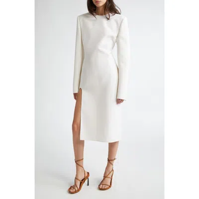 Stella Mccartney Side Cutout Long Sleeve Wool Sheath Dress In 9200 - Cream