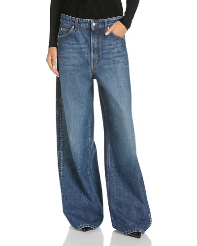 Stella Mccartney Side Detail Wide Leg Jeans In Dark Blue