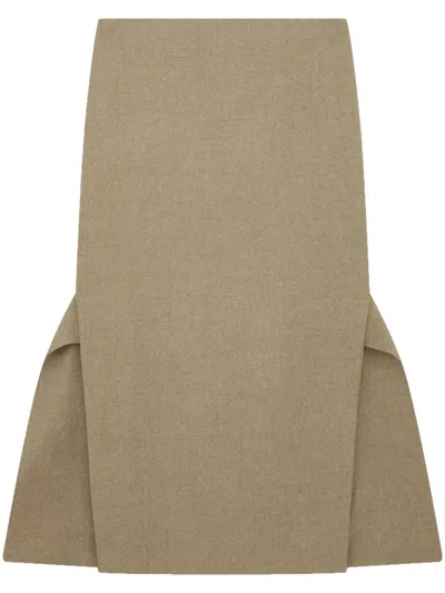 Stella Mccartney Side-panel Wool Midi Skirt In Nude
