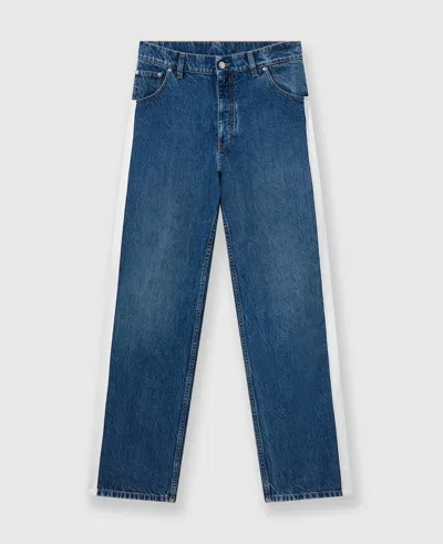 Stella Mccartney Side Stripe Straight Leg Jeans In Blue