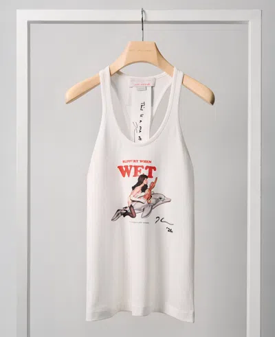 Stella Mccartney Signed Jeff Koons Slippery When Wet Tank In White