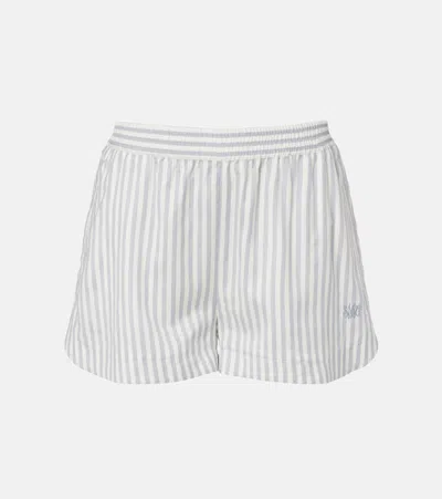 Stella Mccartney Silk And Wool Striped Shorts In White
