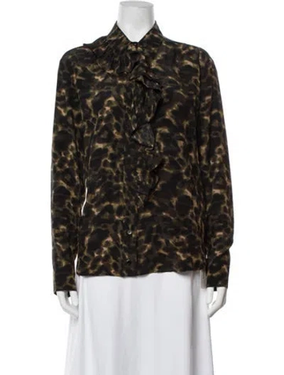 Pre-owned Stella Mccartney Silk Animal Print Blouse In Black