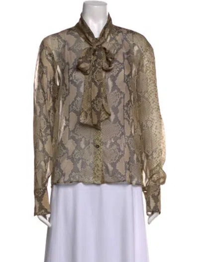 Pre-owned Stella Mccartney Silk Animal Print Blouse In Neutrals