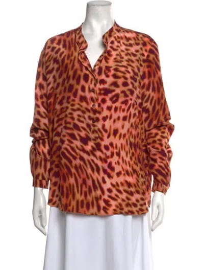Pre-owned Stella Mccartney Silk Animal Print Blouse In Orange