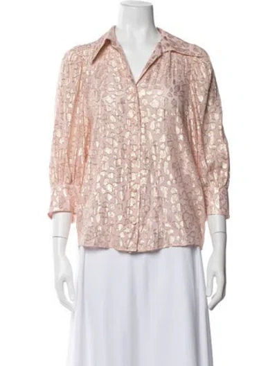 Pre-owned Stella Mccartney Silk Animal Print Blouse W/ Tags In Metallic/pink