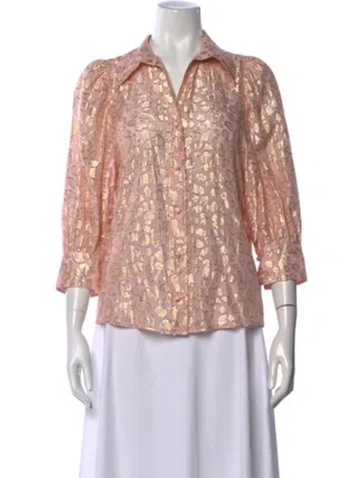 Pre-owned Stella Mccartney Silk Animal Print Blouse W/ Tags In Metallic/pink