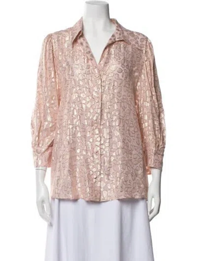 Pre-owned Stella Mccartney Silk Animal Print Blouse W/ Tags In Metallic/pink