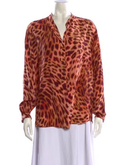Pre-owned Stella Mccartney Silk Animal Print Blouse W/ Tags In Orange