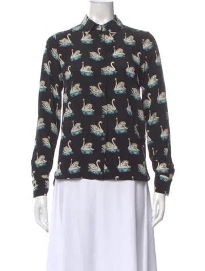 Pre-owned Stella Mccartney Silk Animal Print Button-up Top In Multi