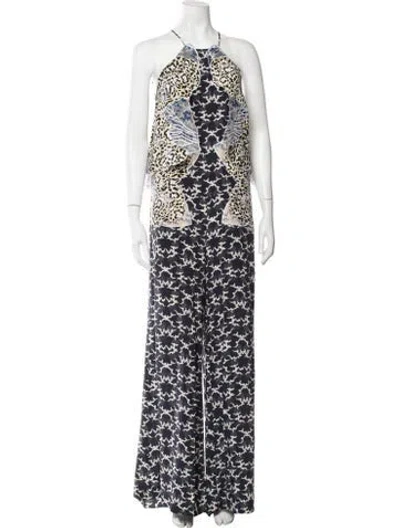 Pre-owned Stella Mccartney Silk Animal Print Jumpsuit In Blue