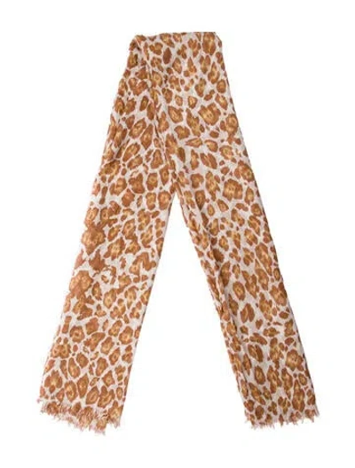 Pre-owned Stella Mccartney Silk Animal Print Shawl In Orange