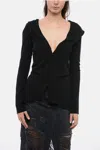 Stella Mccartney Silk Asymmetric Shirt With Wide Neckline In Black