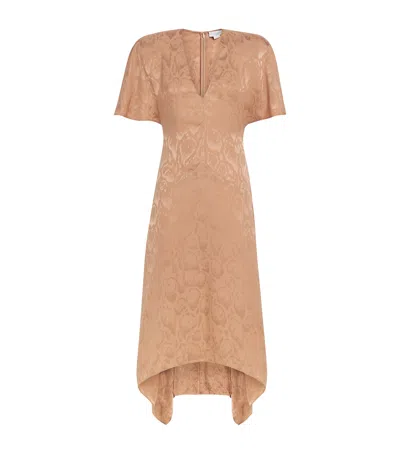 Stella Mccartney Silk-blend Padded Cloud Midi Dress In Brown
