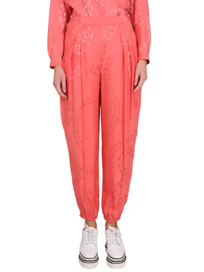 Stella Mccartney Silk Blend Trousers With Side Zipper Closure In Orange