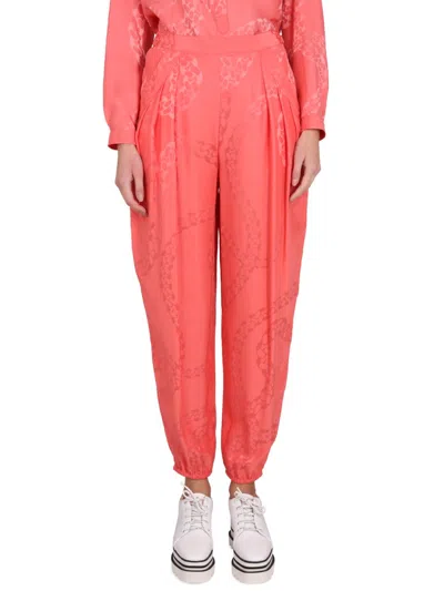 Stella Mccartney Silk Blend Trousers With Side Zipper Closure In Orange