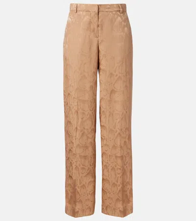 Stella Mccartney Silk-blend Wide-leg Pants In Brown