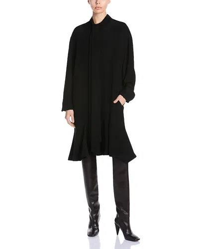 Stella Mccartney Silk Bow Neck Long Sleeve Dress In Black