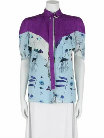 Pre-owned Stella Mccartney Silk Button-up Top W/ Tags In Blue